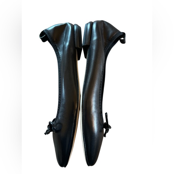 Italic Italian Leather Ballet Flats Black Square Toe Minimalist Bow EU 39.5 - Picture 6 of 7